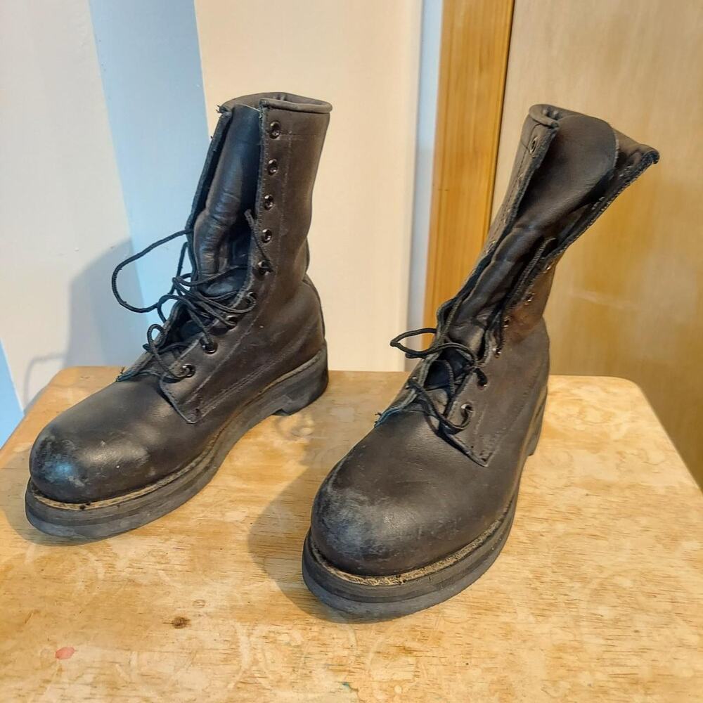 Addison Shoe Company Men's US 4 W Black Leather Biltrite Combat Boots